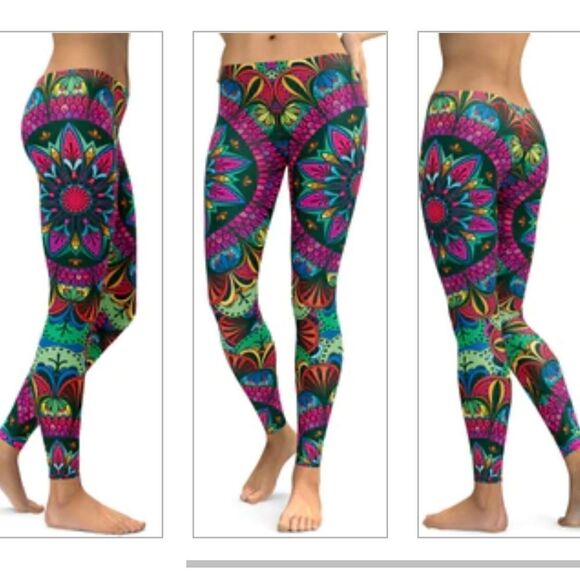 Gear Bunch Colorful Pink Mandala Leggings Size M - Picture 7 of 7
